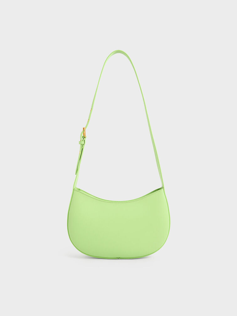 Curved Shoulder Bag, Green, hi-res
