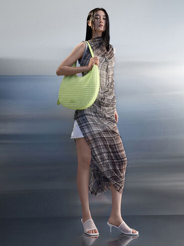 Textured Crescent Hobo Bag, Zesty Green, hi-res