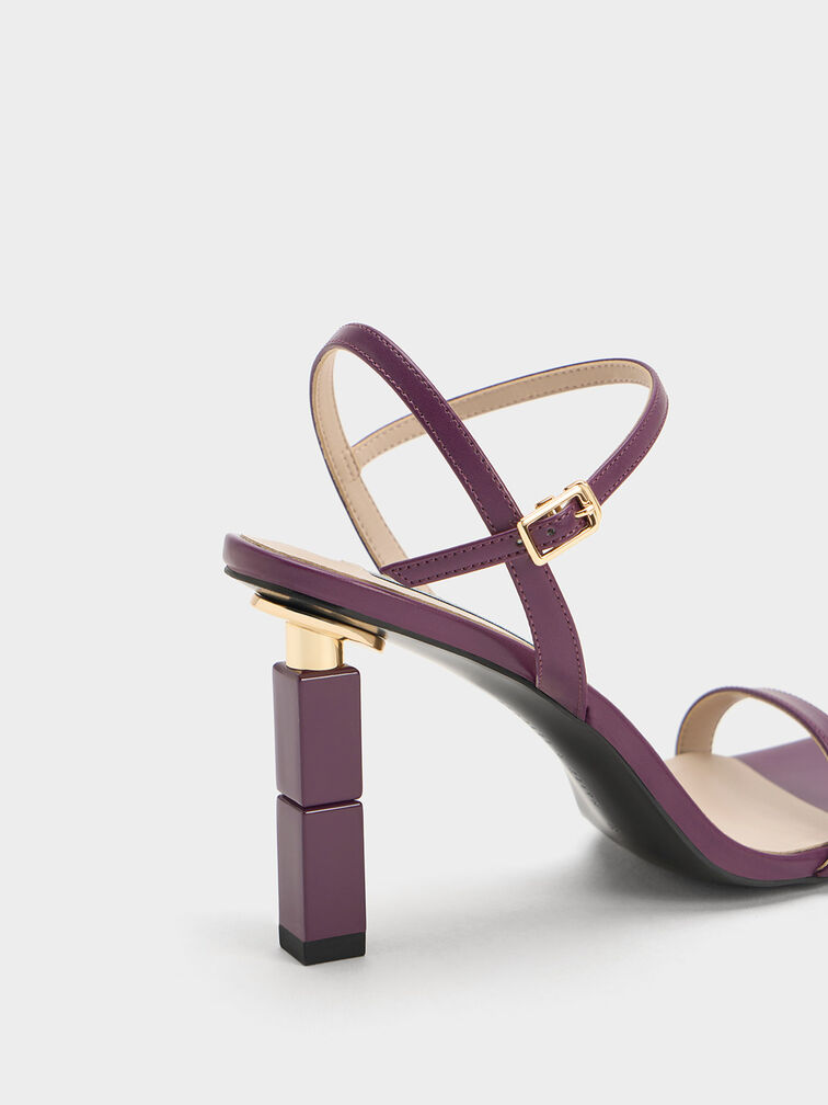 Sculptural Heel Sandals, Purple, hi-res