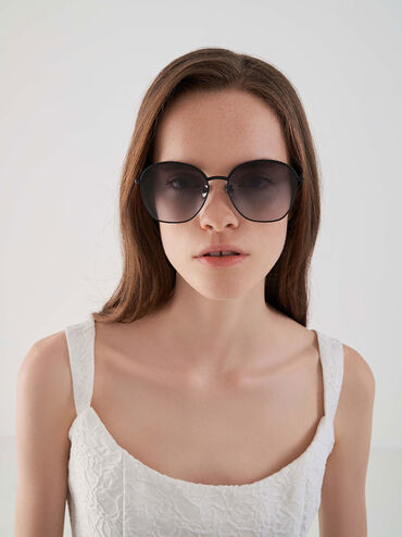 Braided Butterfly Sunglasses, Black, hi-res