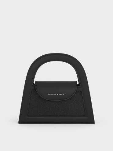 Este Glittered Top Handle Bag, Noir, hi-res