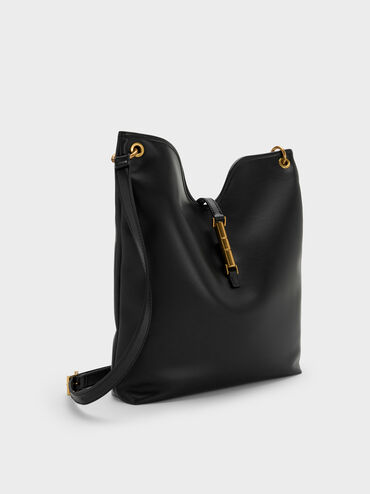 Cesia Metallic-Accent Tote Bag, Black, hi-res