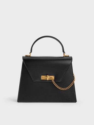 Samantha Envelope Top Handle Bag, Black, hi-res