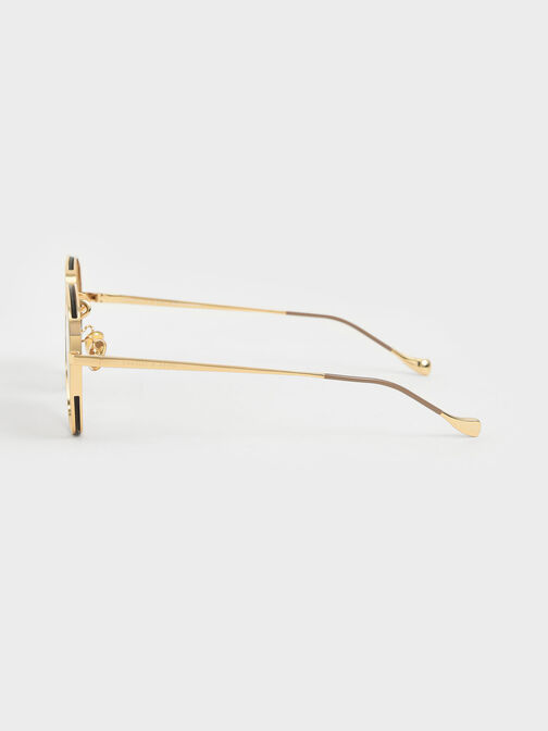 Tinted Aviator Sunglasses, Taupe, hi-res