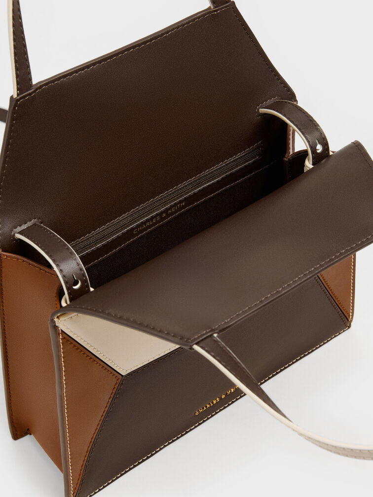 Nasrin Colourblock Geometric Tote Bag, Multi Brown, hi-res