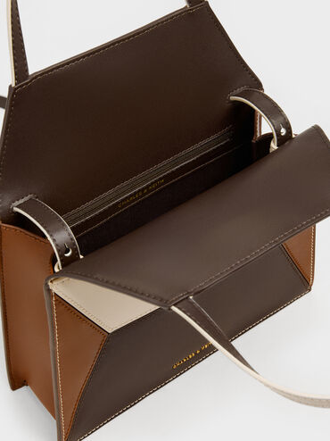 Nasrin Colourblock Geometric Tote Bag, Multi Brown, hi-res