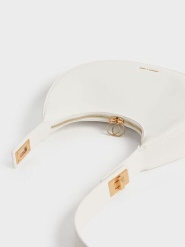 Crescent Hobo Bag, White, hi-res