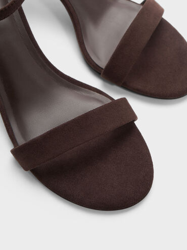 Faux Suede Slant-Heel Ankle-Strap Sandals, Dark Brown Textured, hi-res