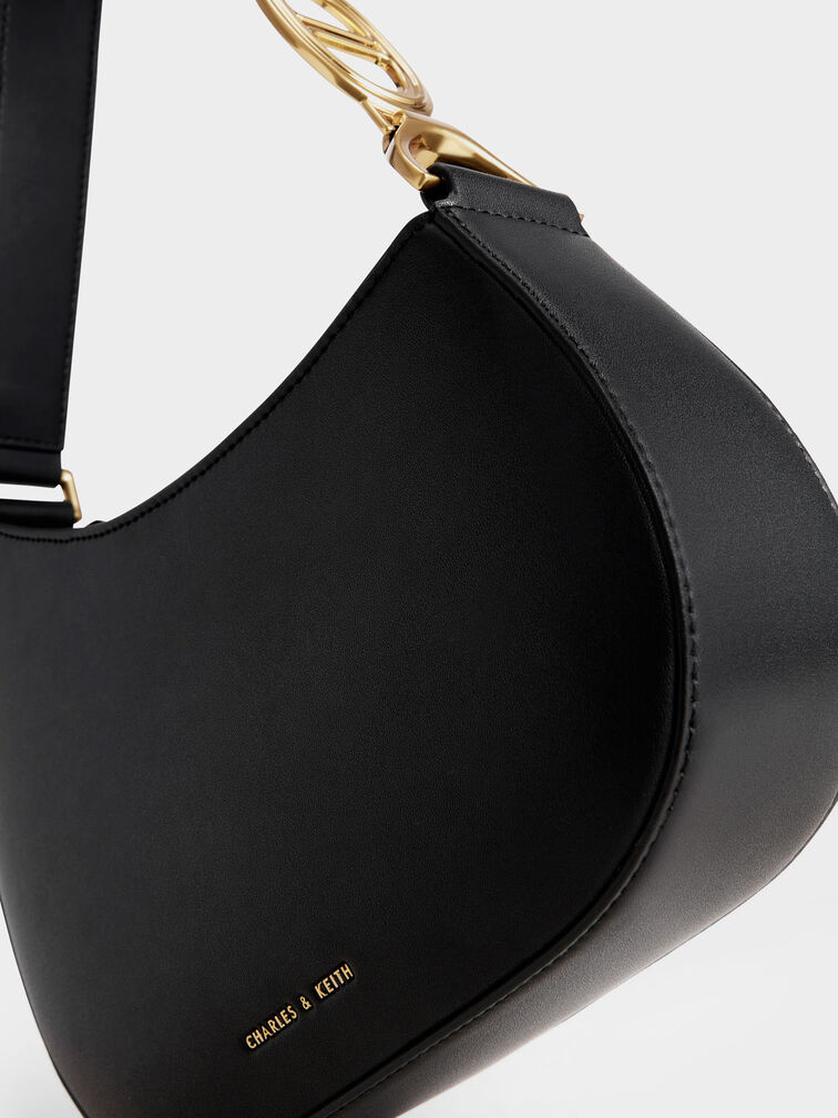 Asymmetrical Shoulder Bag, Black, hi-res