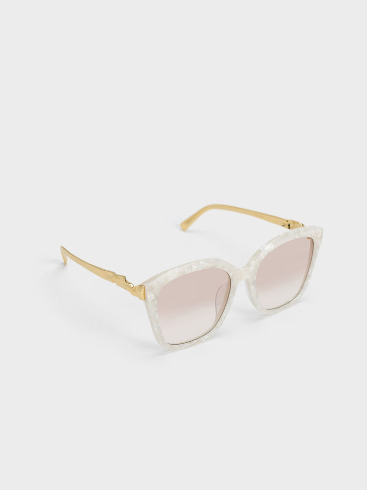 Oversized Square Acetate Sunglasses, Cream, hi-res