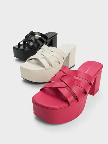 Interwoven Chunky Platform Mules, Black Box, hi-res