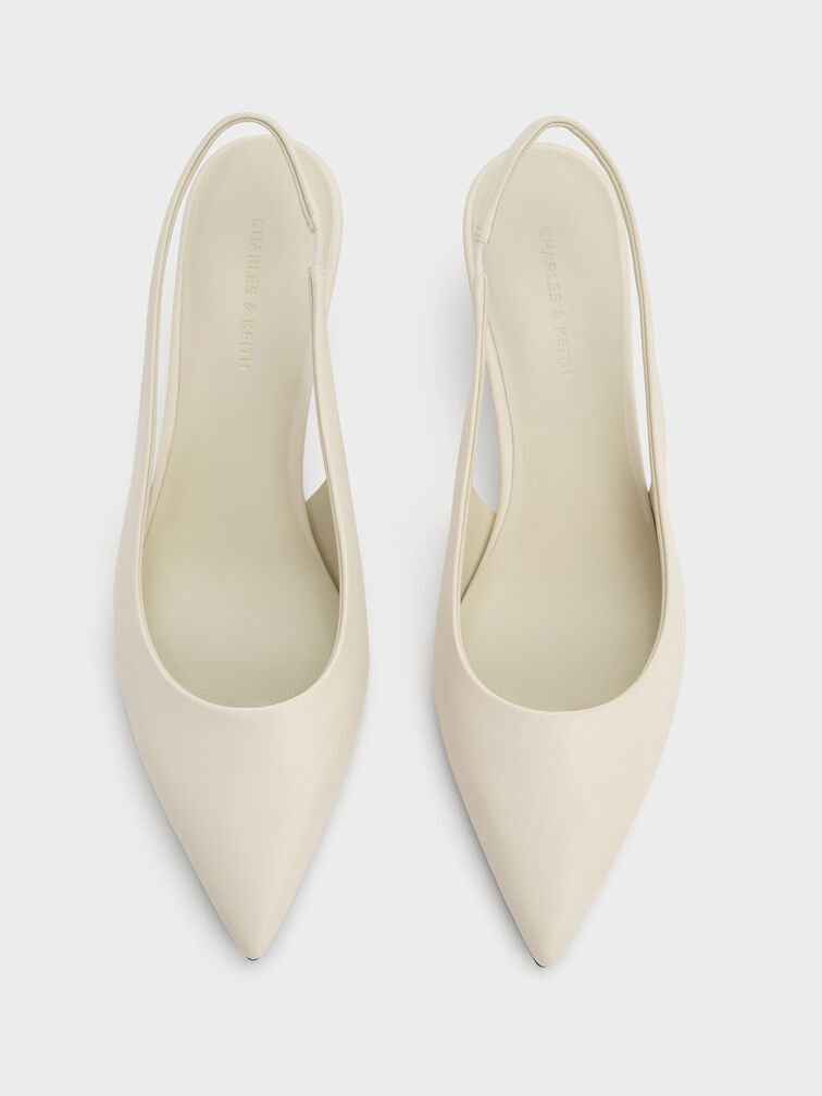 Sculptural-Heel Slingback Wedges, Chalk, hi-res