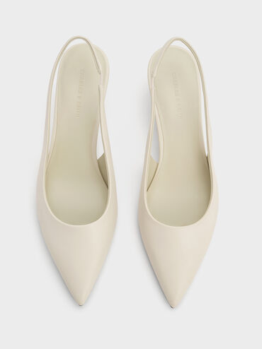 Sculptural-Heel Slingback Wedges, Chalk, hi-res