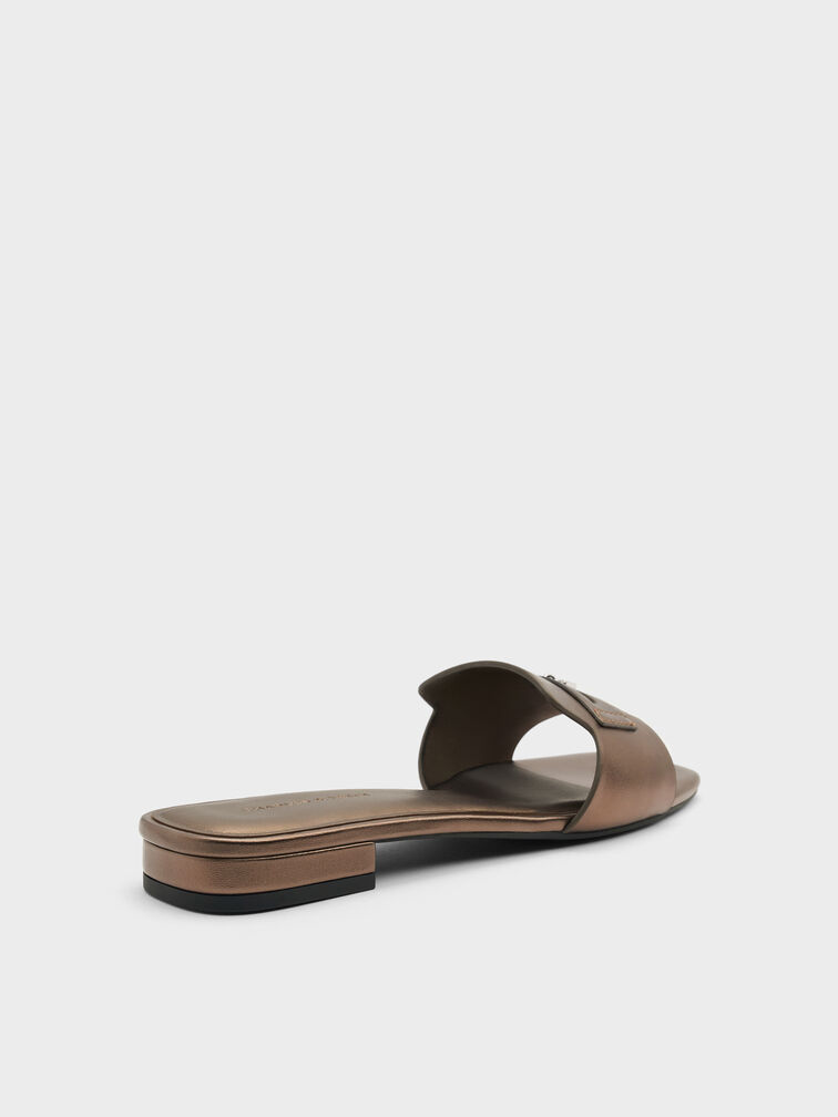 Griselda Metallic Slide Sandals, Bronze, hi-res