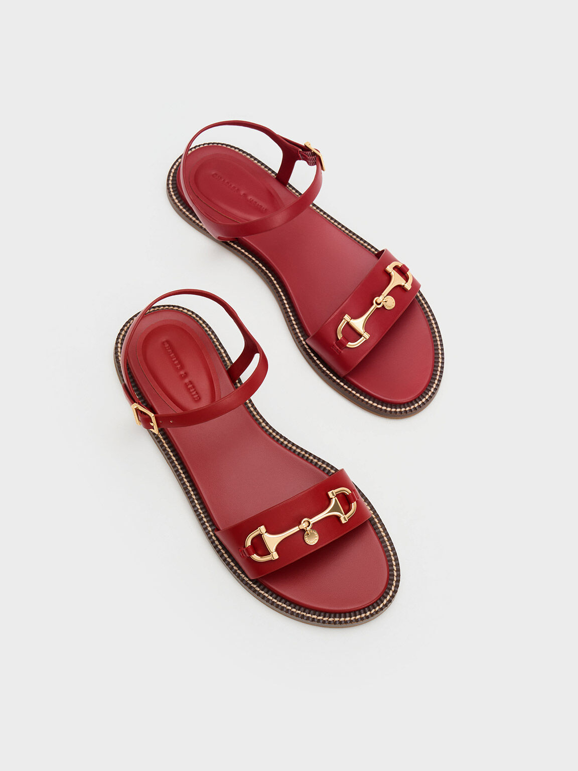 Red Horsebit Back Strap Sandals CHARLES KEITH IN