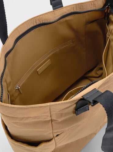 Soleil Nylon Tote Bag, Camel, hi-res