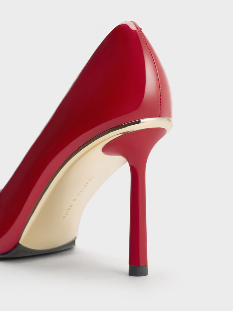 Patent Pointed-Toe Stiletto Heels, Red, hi-res