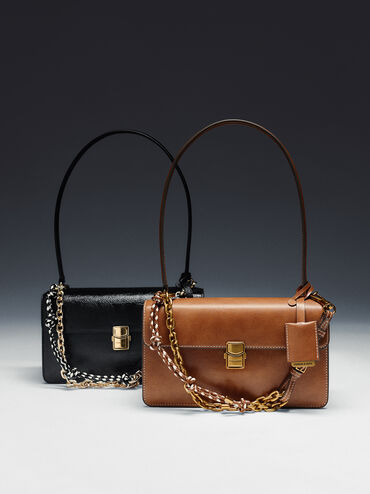 Acelynn Rope-Chain Shoulder Bag, Black, hi-res