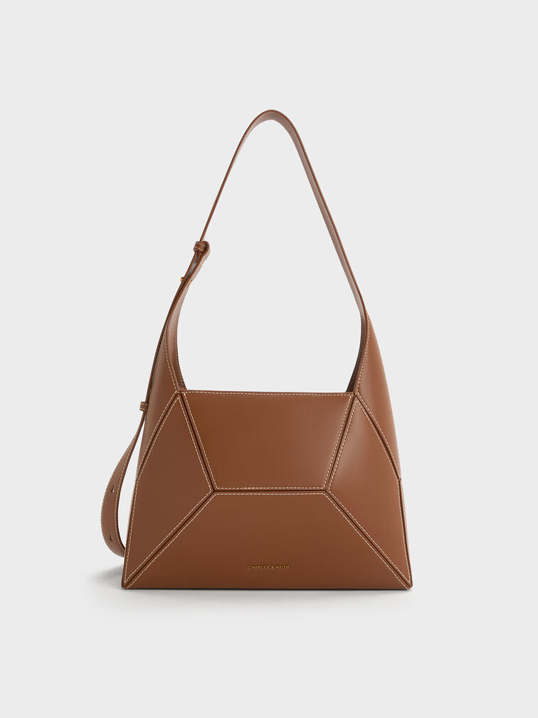 Nasrin Geometric Hobo Bag, Chocolate, hi-res