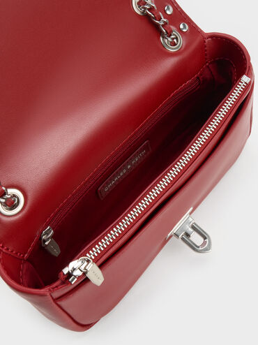 Arwen Studded Shoulder Bag, Red, hi-res