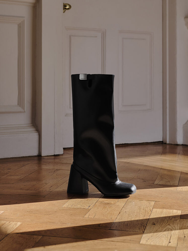 Robbie Platform Knee-High Boots, Black, hi-res