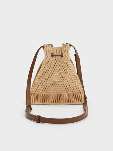 Ida Knitted Bucket Bag, Beige, hi-res