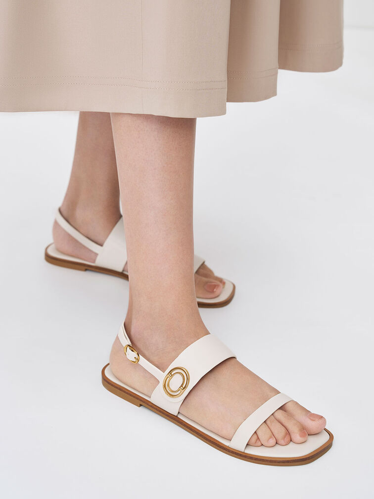 Metallic Accent Back Strap Sandals, Chalk, hi-res