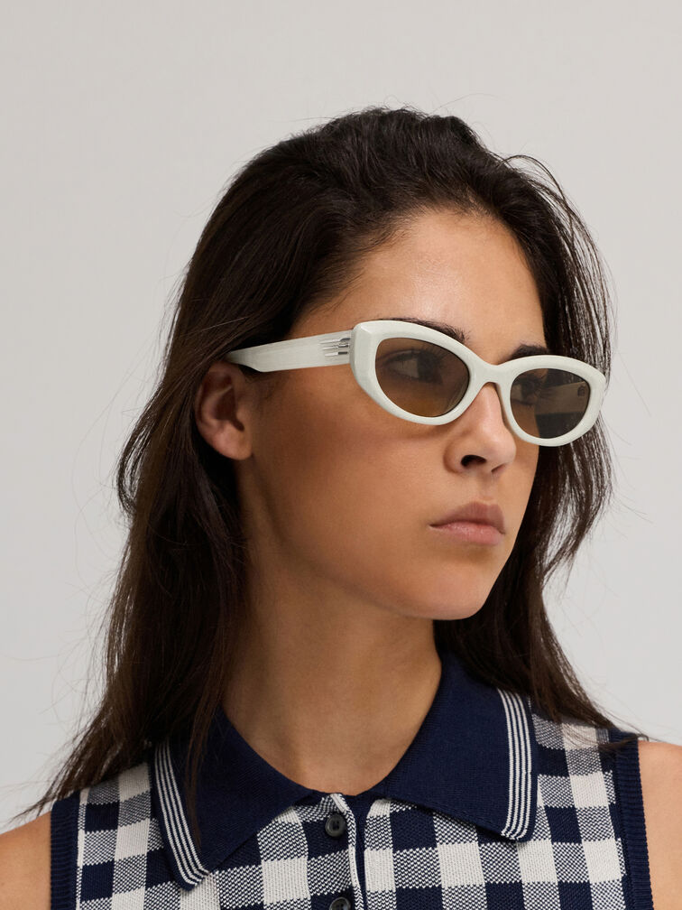 Birdie Recycled Acetate Sunglasses, Chalk, hi-res