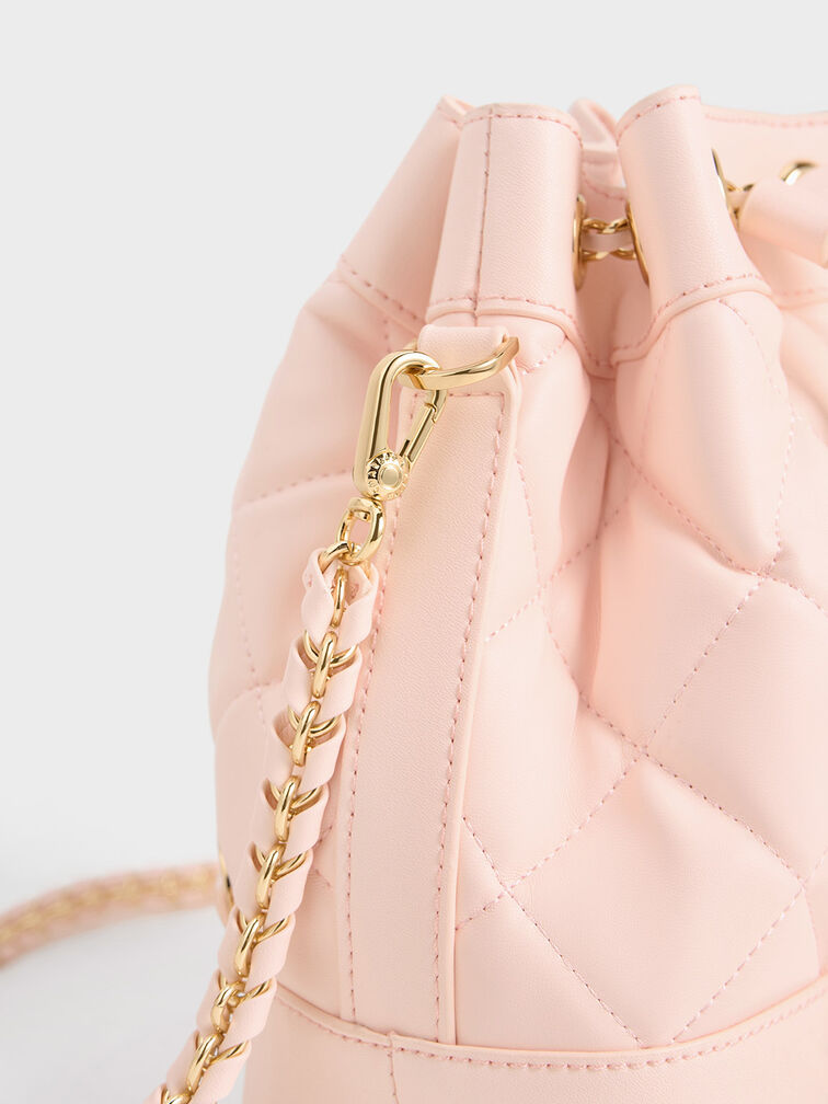 Julia Quilted Two-Way Bucket Bag, Light Pink, hi-res