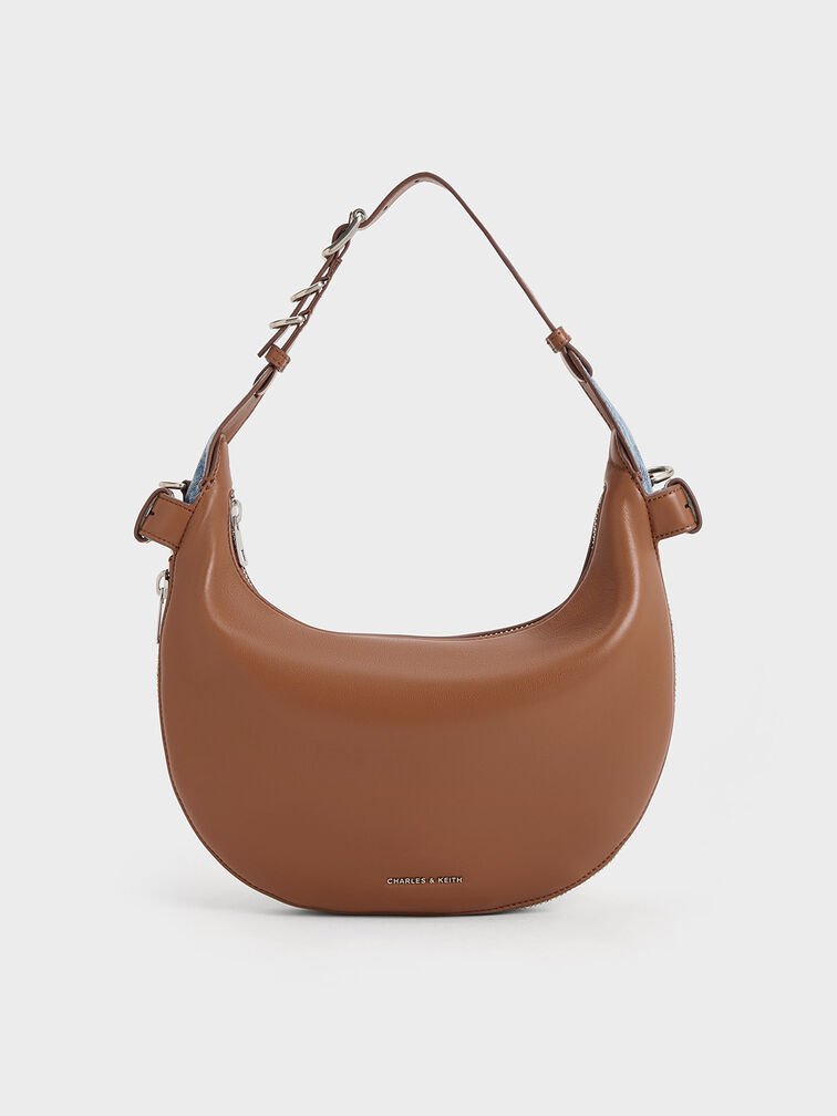 Saskia Crescent Hobo Bag, Tan, hi-res