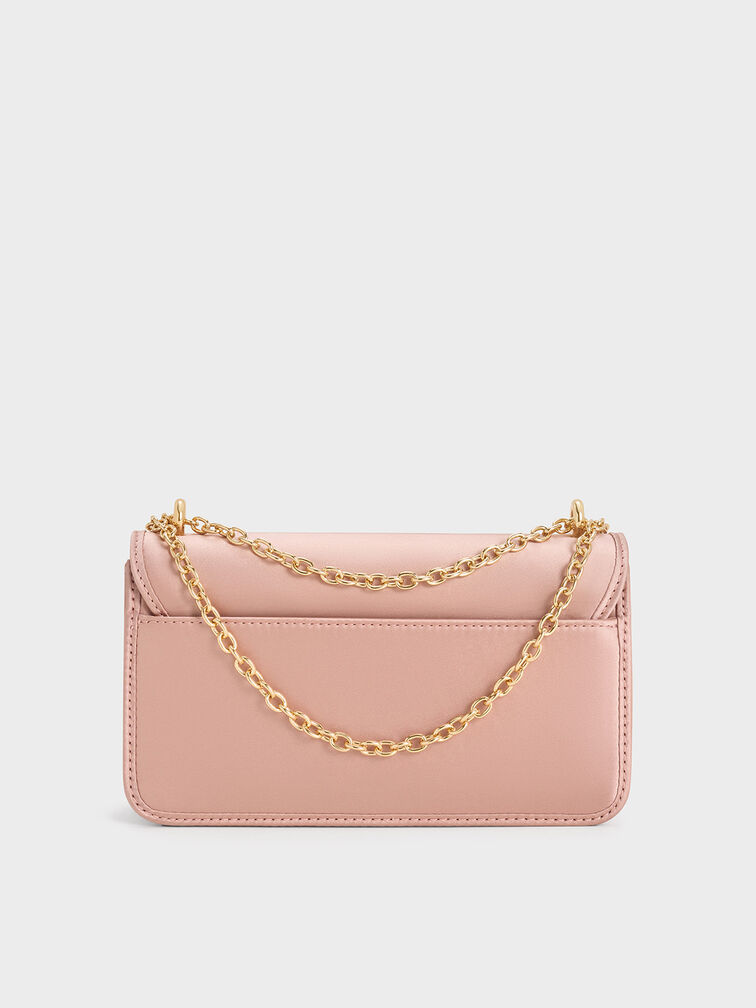 Satin Sequinned Chain-Handle Mini Bag, Ballerina Pink, hi-res