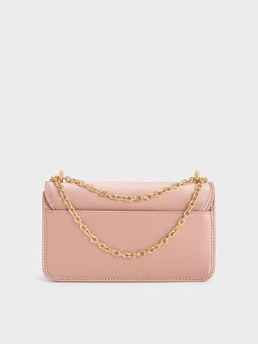 Satin Sequinned Chain-Handle Mini Bag, Ballerina Pink, hi-res