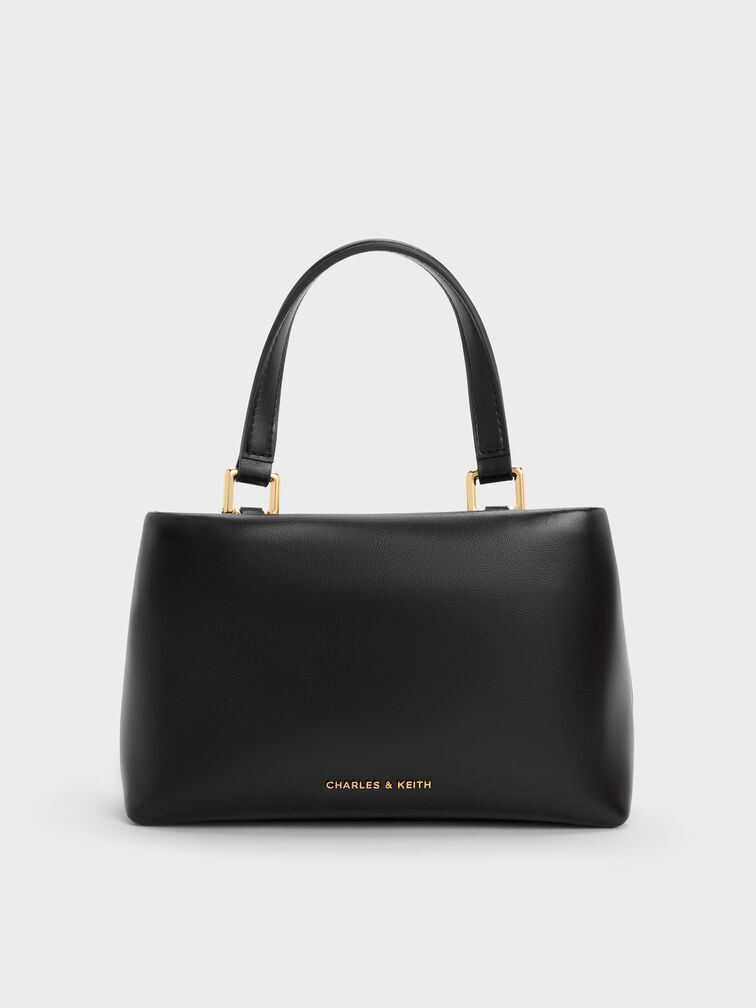 Halsey Ruched Top Handle Bag, Black, hi-res