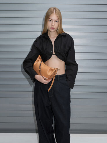 Calla Half-Moon Bag, Toffee, hi-res
