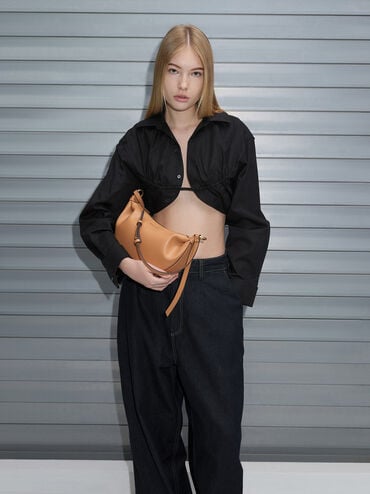 Calla Half-Moon Bag, Toffee, hi-res