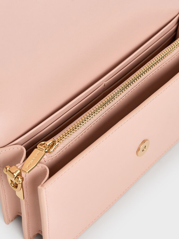 Kristine Sculptural-Handle Long Wallet, Light Pink, hi-res