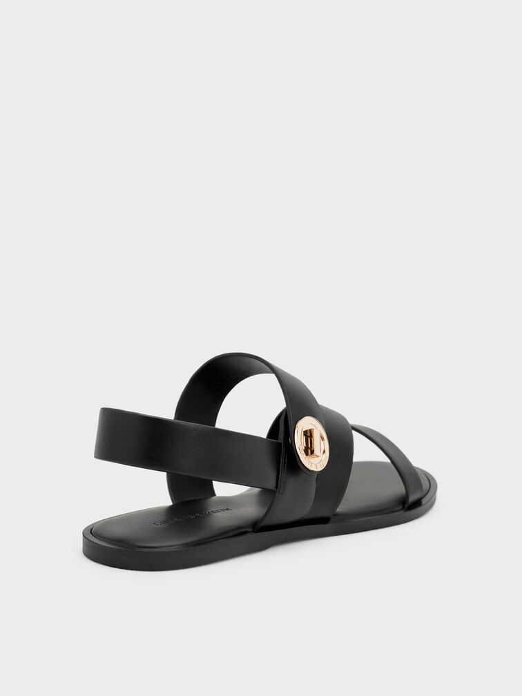 Yara Turn Lock Strappy Sandals, Black, hi-res