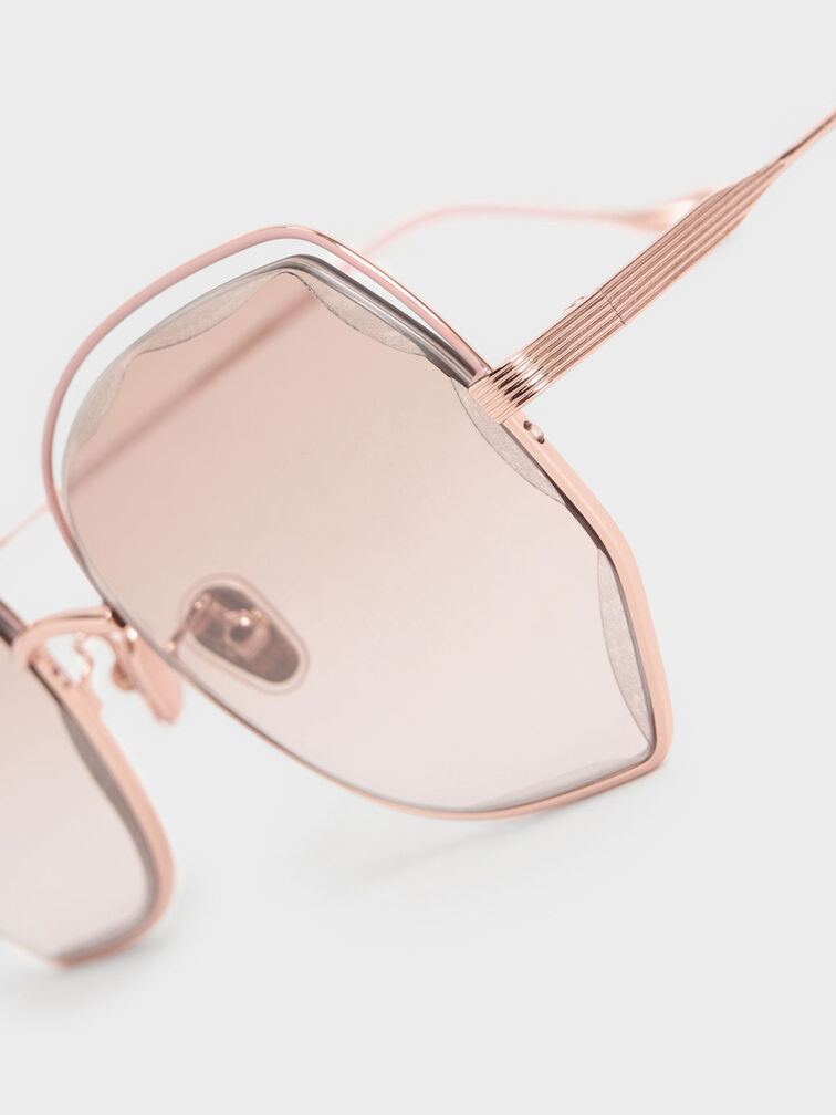 Cut-Out Wire-Frame Butterfly Sunglasses, Pink, hi-res