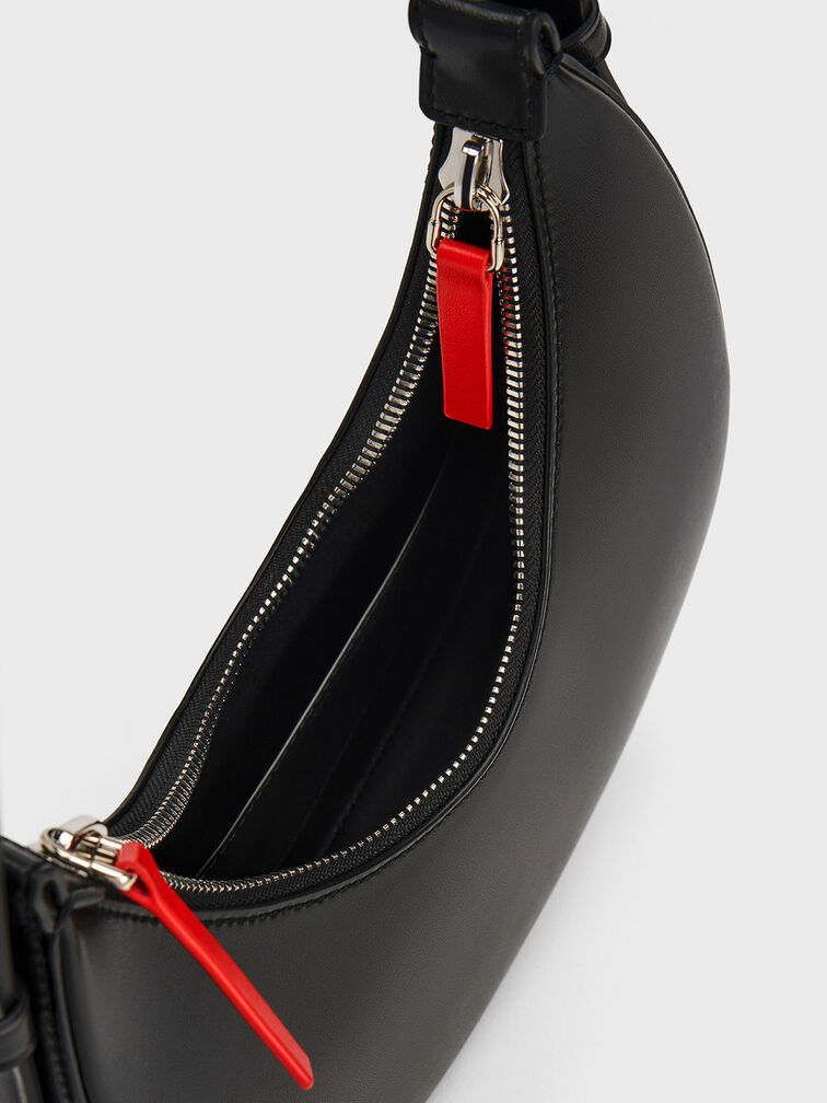 Carey Crescent Hobo Bag, Black, hi-res