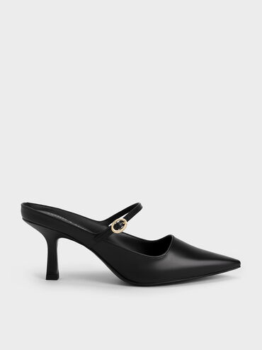 Roxane Mary Jane Heeled Mules, Black, hi-res