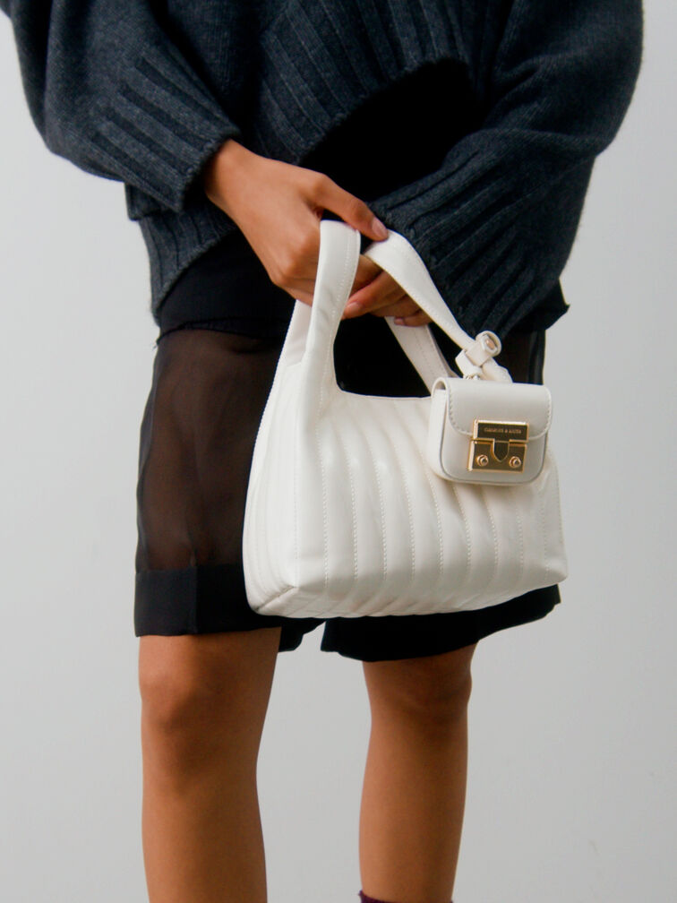 Donna Crinkle-Effect Tote Bag, Cream, hi-res