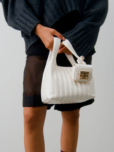 Donna Crinkle-Effect Tote Bag, Cream, hi-res