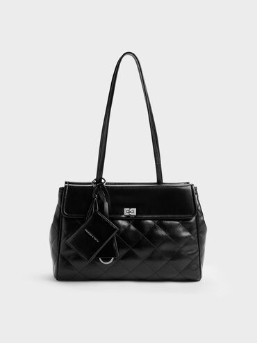 XL Apfra Quilted Tote Bag, Noir, hi-res