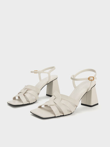 Interwoven Block Heel Sandals, Chalk, hi-res