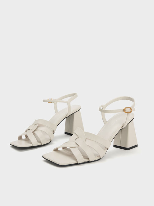 Interwoven Block Heel Sandals, Chalk, hi-res