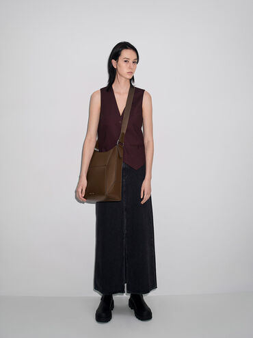 Nasrin Geometric Tote Bag, Dark Brown, hi-res
