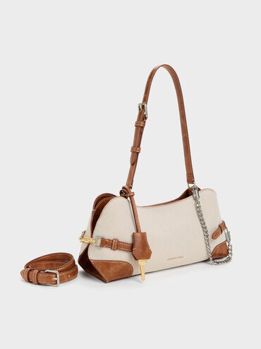 Delfina Canvas Chain Side-Belt Shoulder Bag, Multi, hi-res