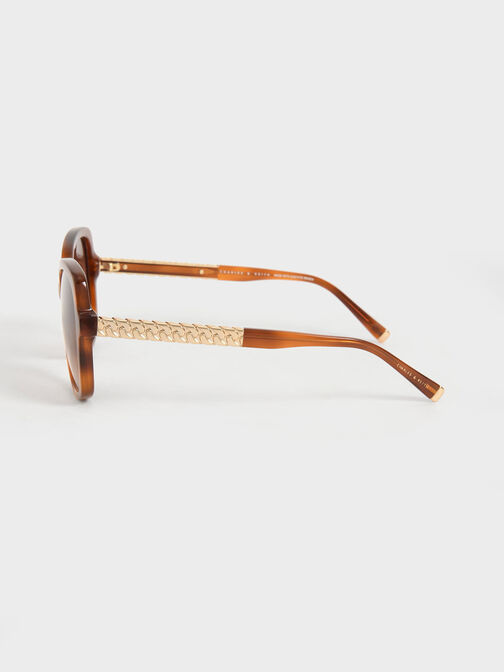 Recycled Acetate Braided Temple Butterfly Sunglasses, T. Shell, hi-res