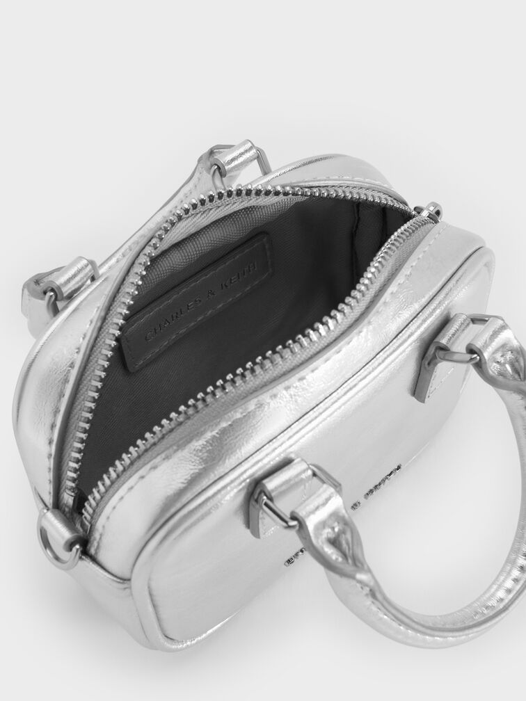 Sianna Metallic Bowling-Bag Charm​, Silver, hi-res