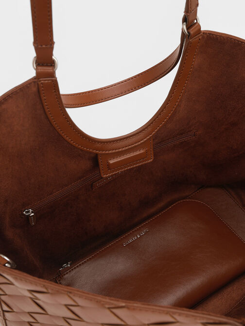Ivette Woven Tote Bag, Chocolate, hi-res